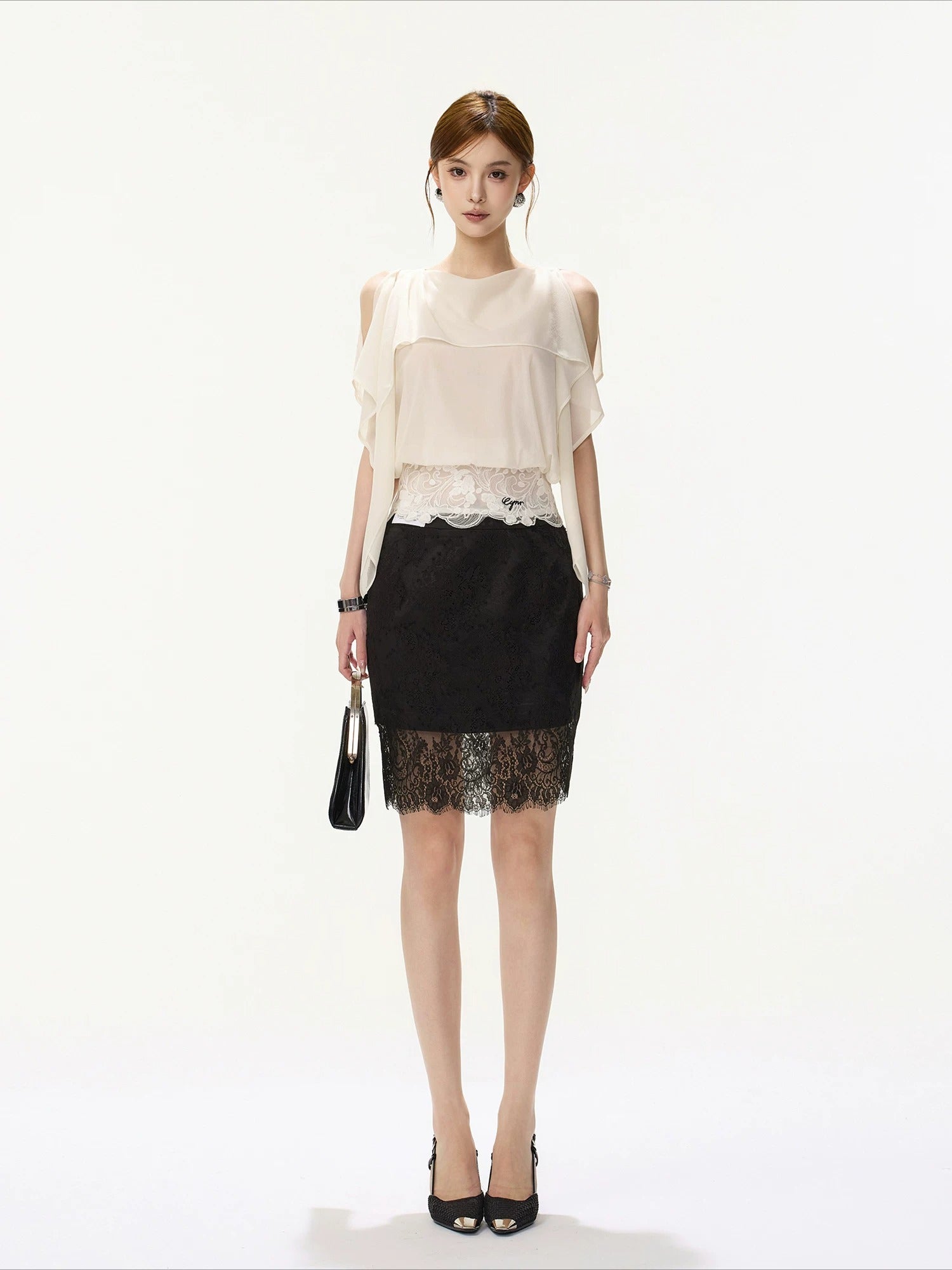 Off Shoulder Chiffon Blouse