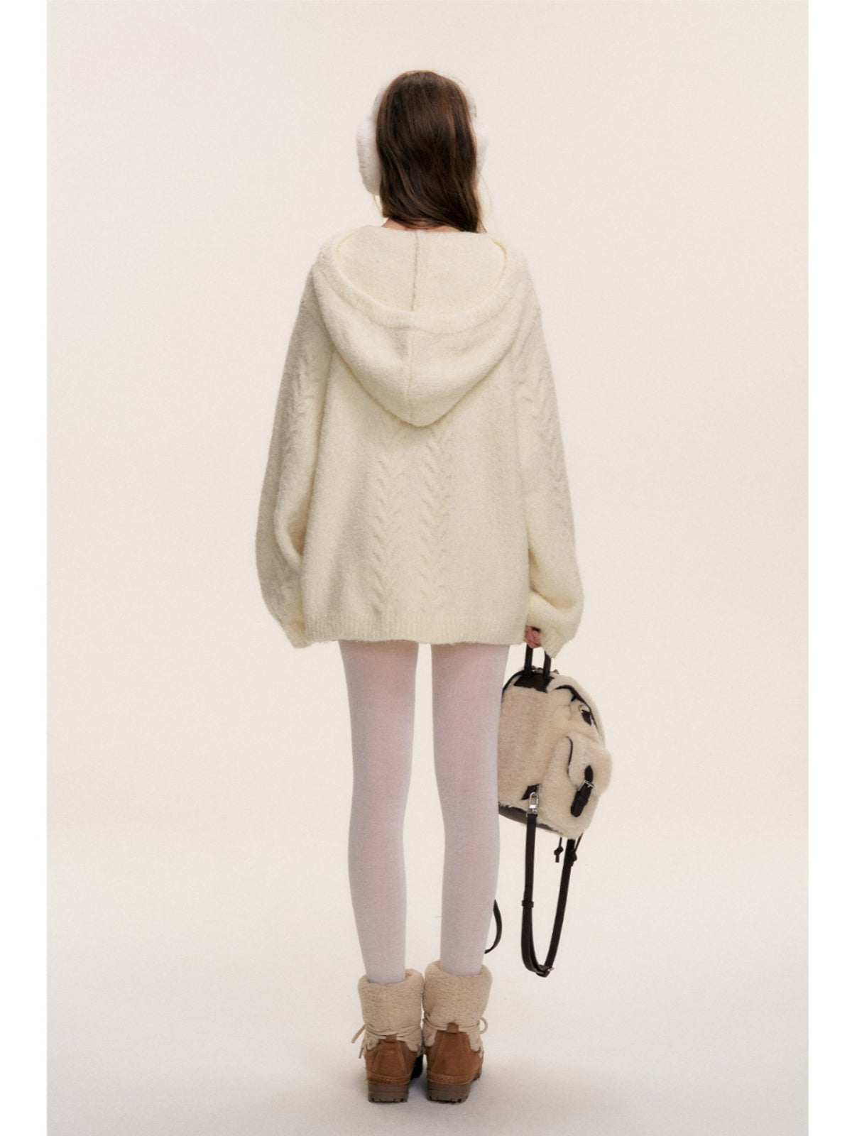 Bouclé Cable Knit Hooded &amp; Shorts Set
