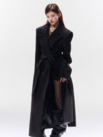 Hokkaido Wool-Blend Belted Lapel Long Coat