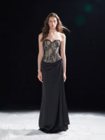 Lace Corset Satin Maxi Dress