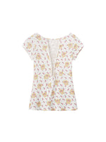 Printed Drawstring V-neck Tee
