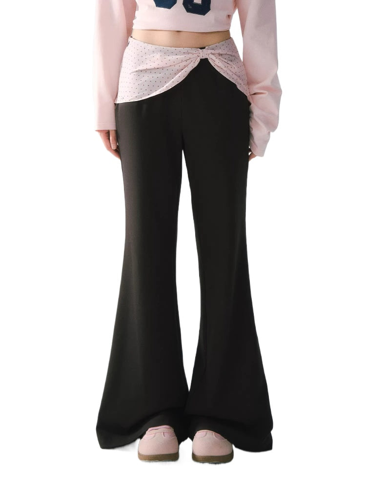 Polka Dot Faux Layered Flared Pants