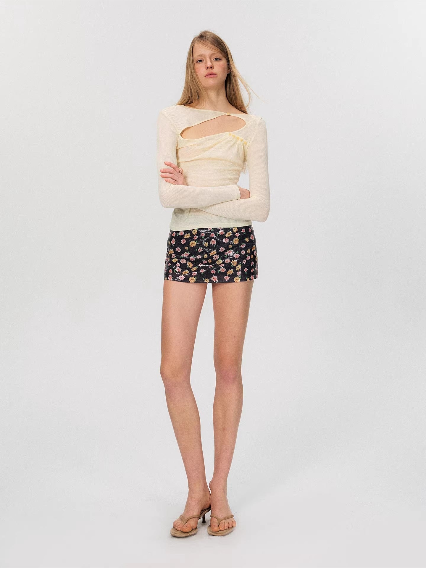 Yellow Cutout Textured Top