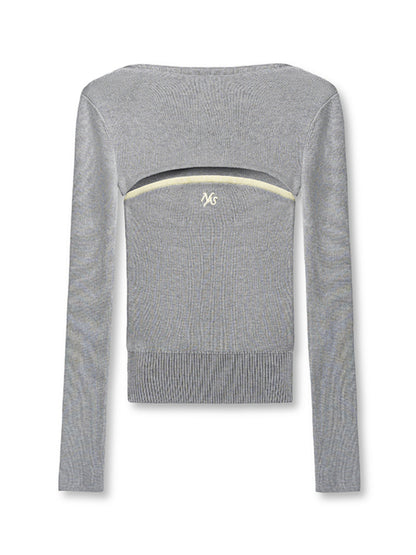 Wool Real Two-piece Layered Waist-cinching Top