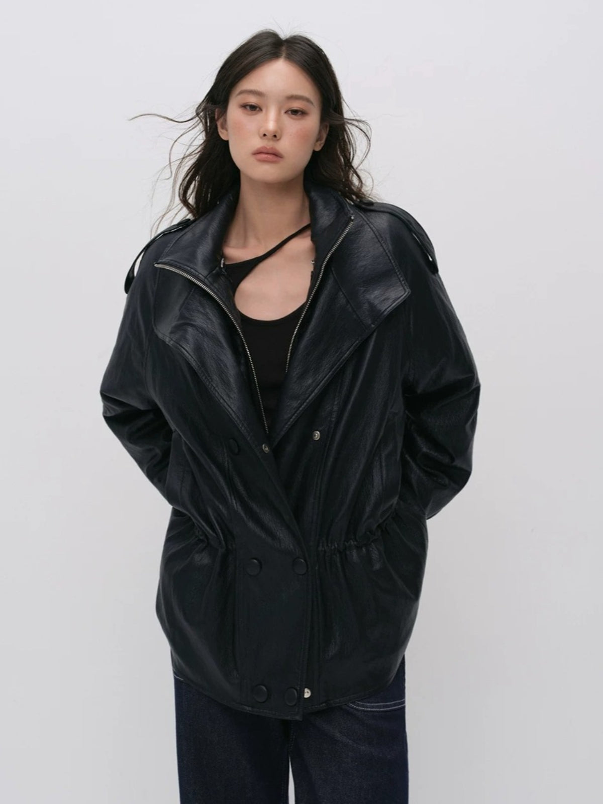 Urban Textured PU Down Jacket