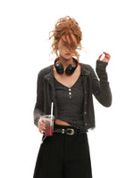 Wool Lace V-Neck Fitted Top
