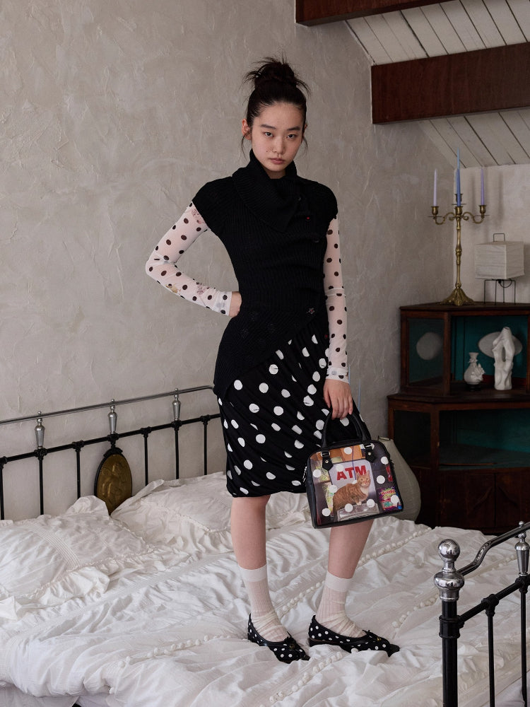 Asymmetrical Lapel Slouchy Knit T-shirt