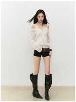 Knitted Floral Convertible Hollow-out Coat