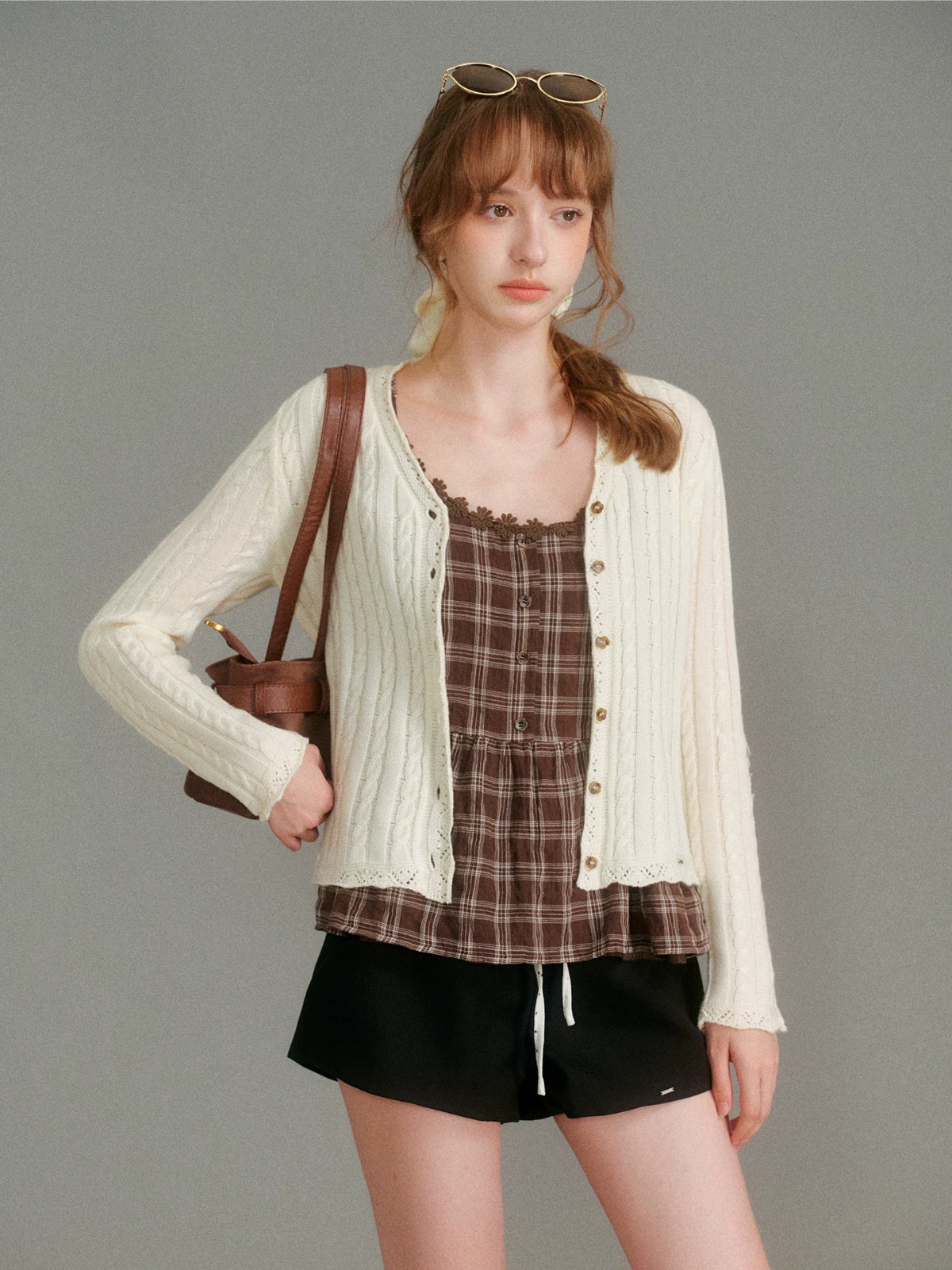 Plaid Lace Cami Top