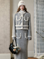 Galaxy Embroidered Wool Tweed Coat & Skirt Set