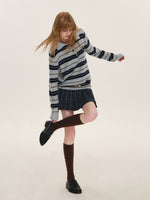 Contrast Waist Plaid Pleated Skirt
