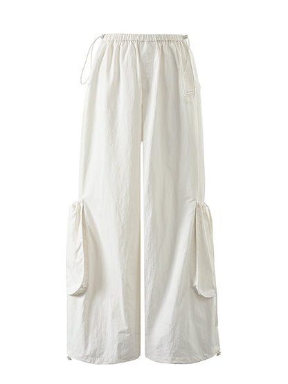 Pink &amp; White Parachute Wide-Leg Pants