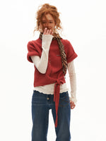 Wool Blend Tie Detail Knit Top
