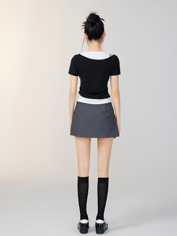 Faux Two-Piece Color-Blocked T-shirt