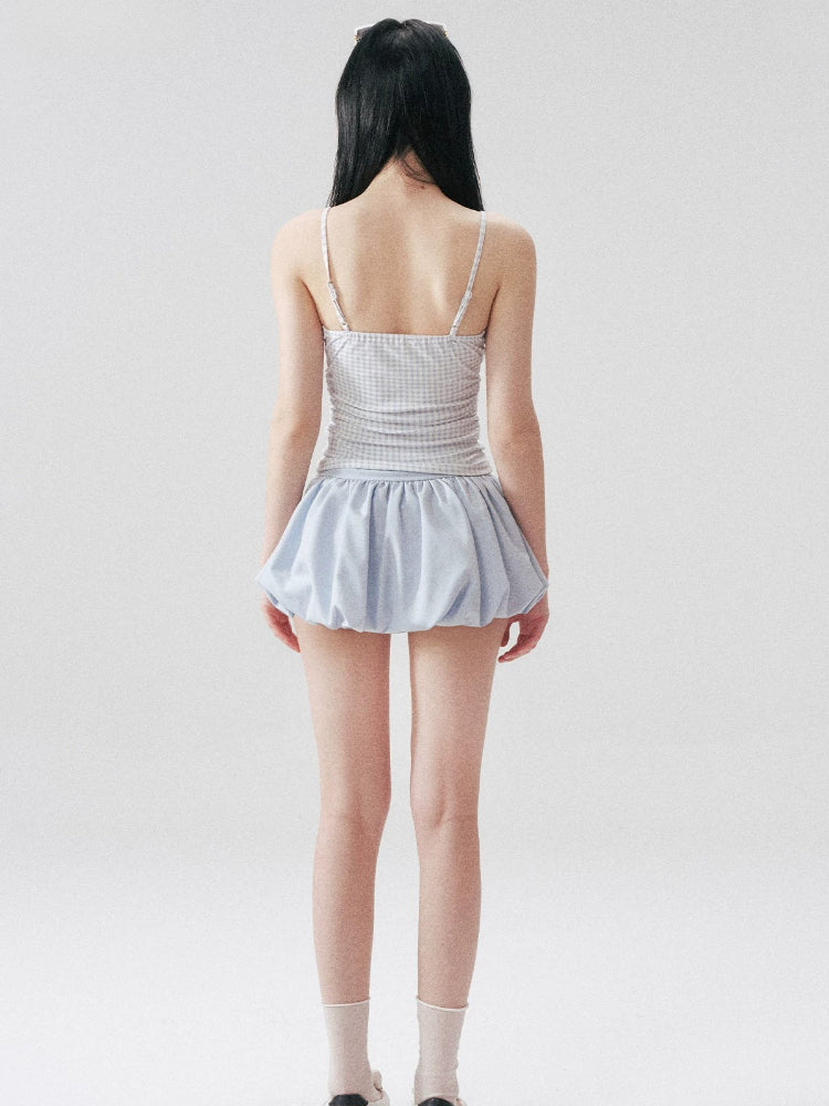Blue Gingham Lace Camisole