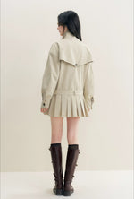 Pleated Hem Belted Trench