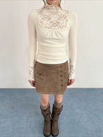 Beige Lace Mesh Top