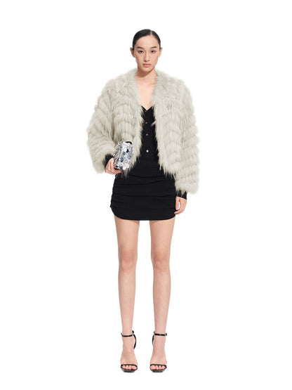 Bordeaux Raccoon &amp; Rabbit Fur Jacket