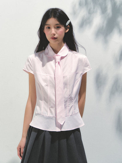 Pink Checkered Colorful Button Tie Shirt