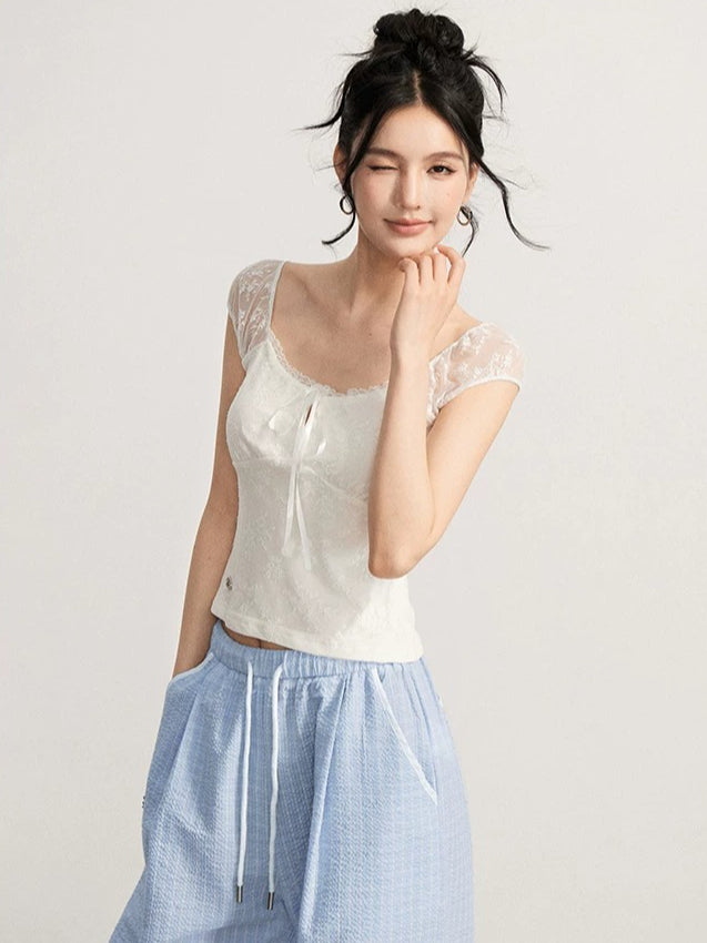 Lace Splice Slim Top