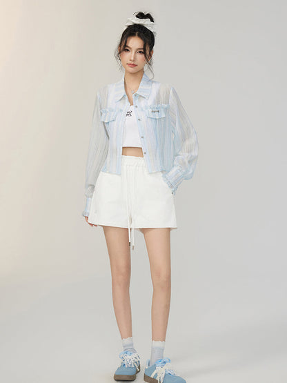 Lace-Trimmed and Tied Shorts