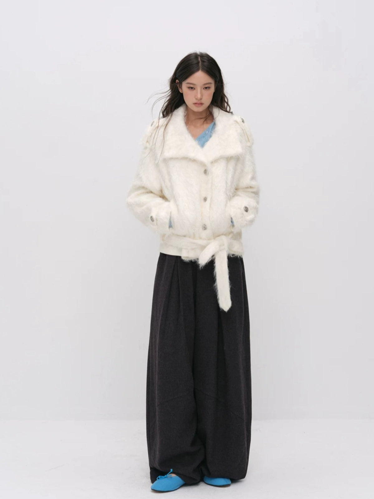 Faux Fur Belted Winter Jacket