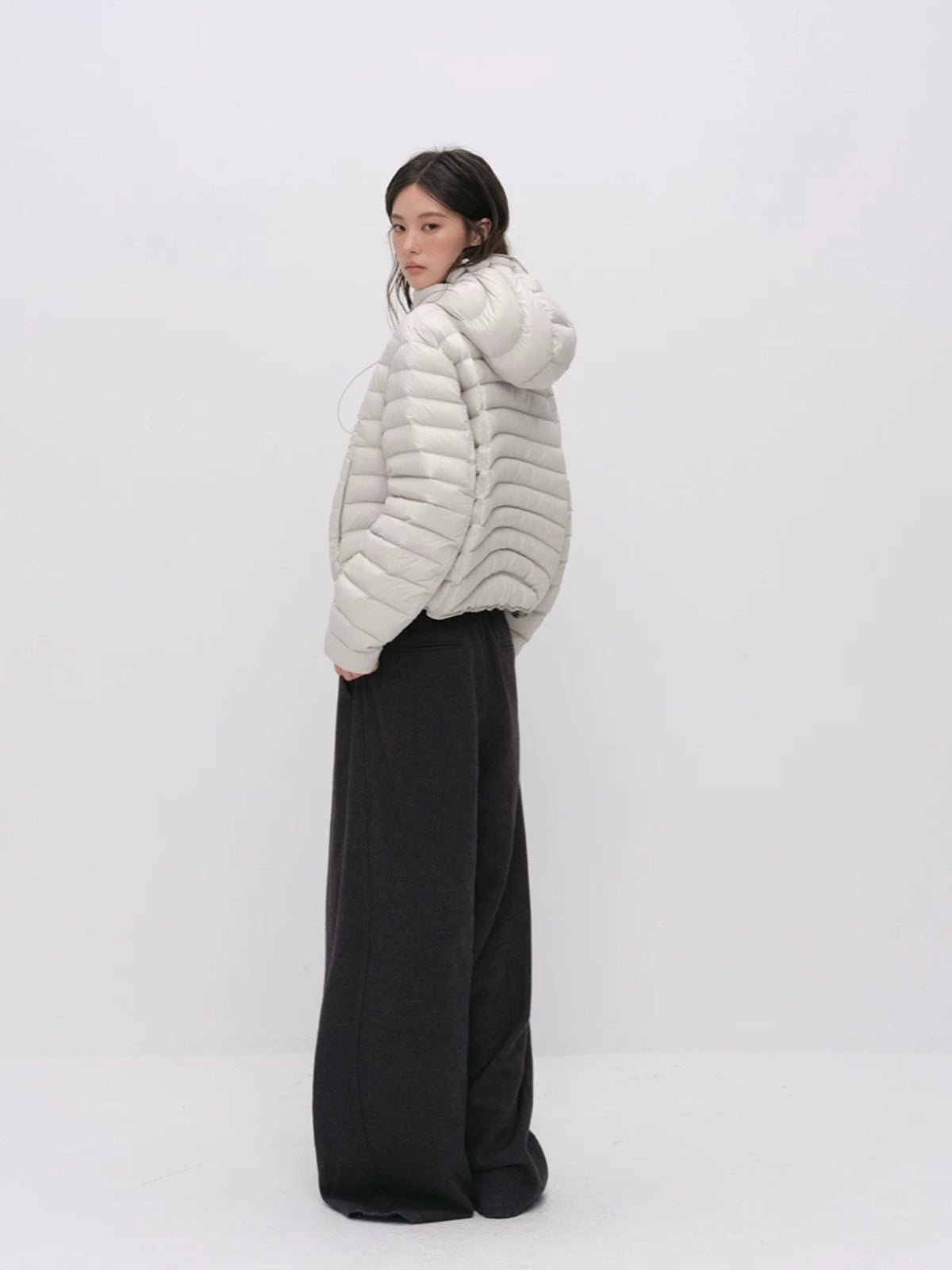 Pleated Wide Leg Wool Pants