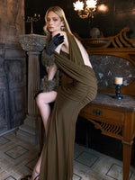 Deva High-Slit Halter Backless  Dress