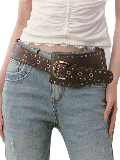 Heavy-Duty Rivet Wide Waist Belt
