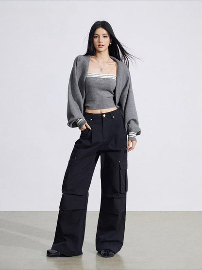 Pleated Cargo Wide Pants