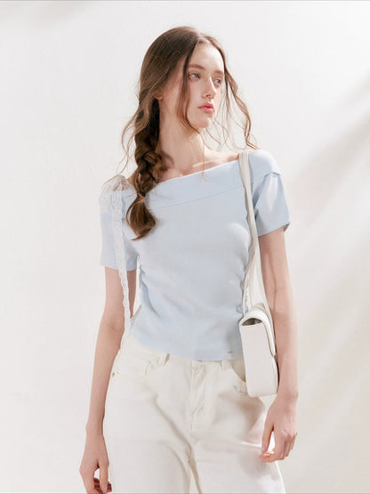 Asymmetric Lace Knit Top