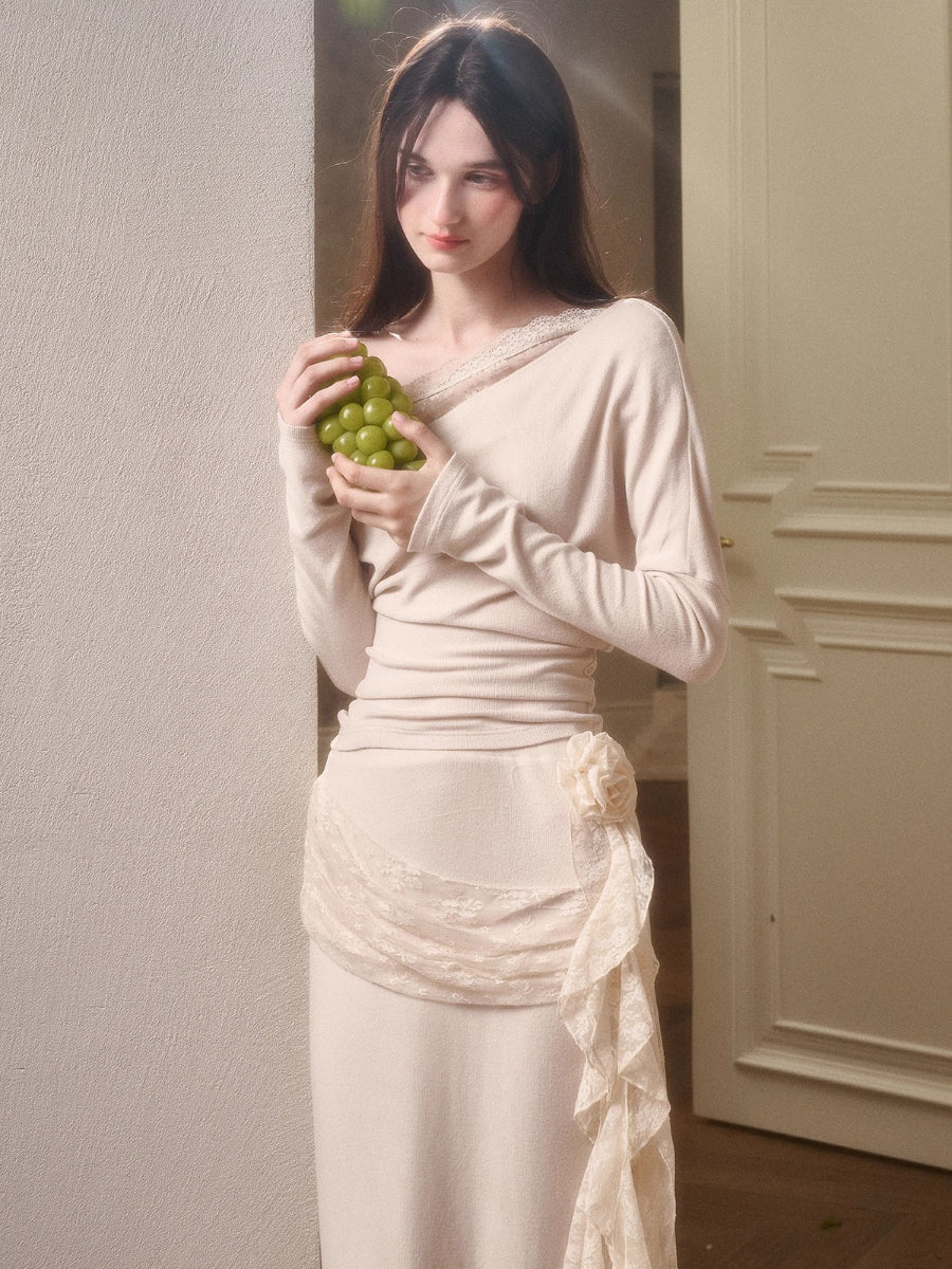 Breathe Lace Off-Shoulder Blouse &amp; Skirt Set