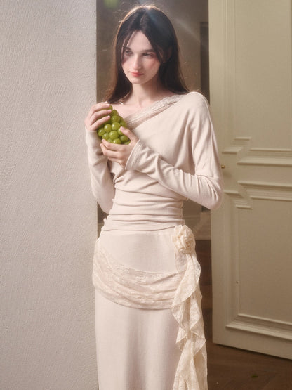 Breathe Lace Off-Shoulder Blouse &amp; Skirt Set