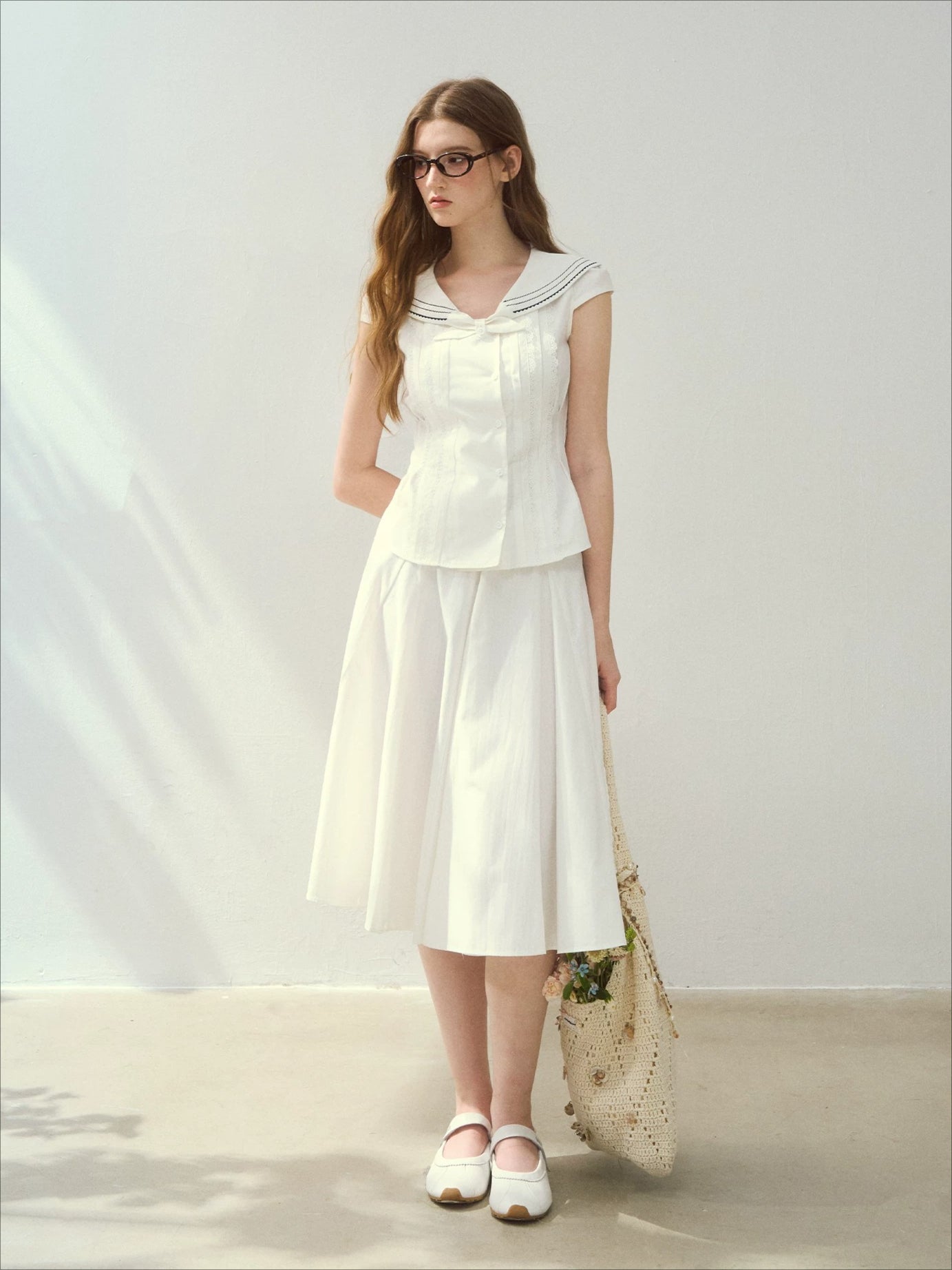 "Island Poetry" Sailor Collar Shirt Set