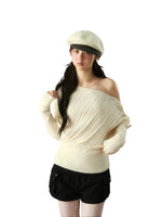 Off-Shoulder Cable Knit Sweater