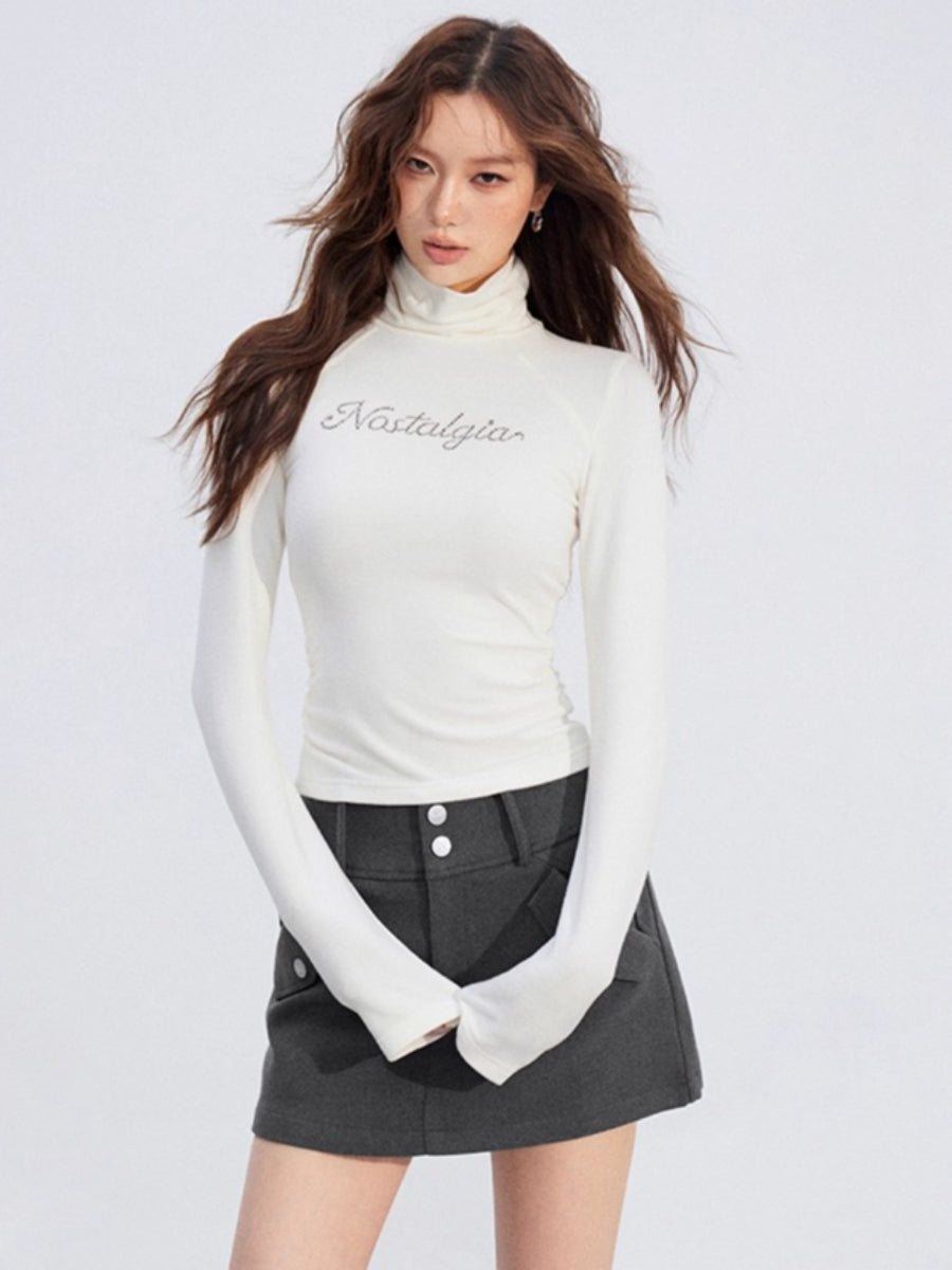 Rhinestone Fleece Knit Top