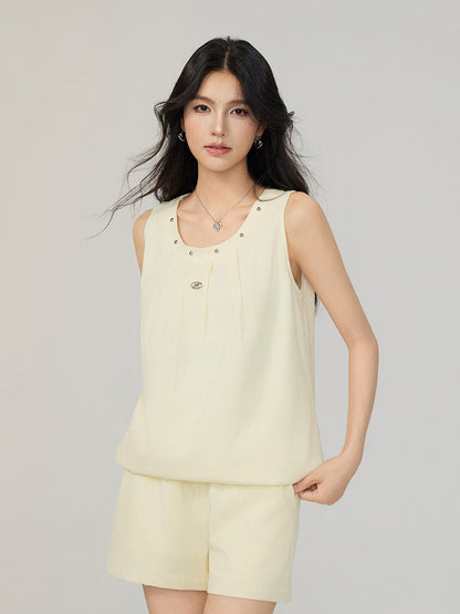 Solid-Color Cooling Vest &amp; Skirt Set