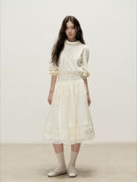 Lace Mock Neck Skirt Set
