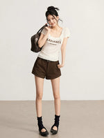 Letter U-Neck T-Shirt