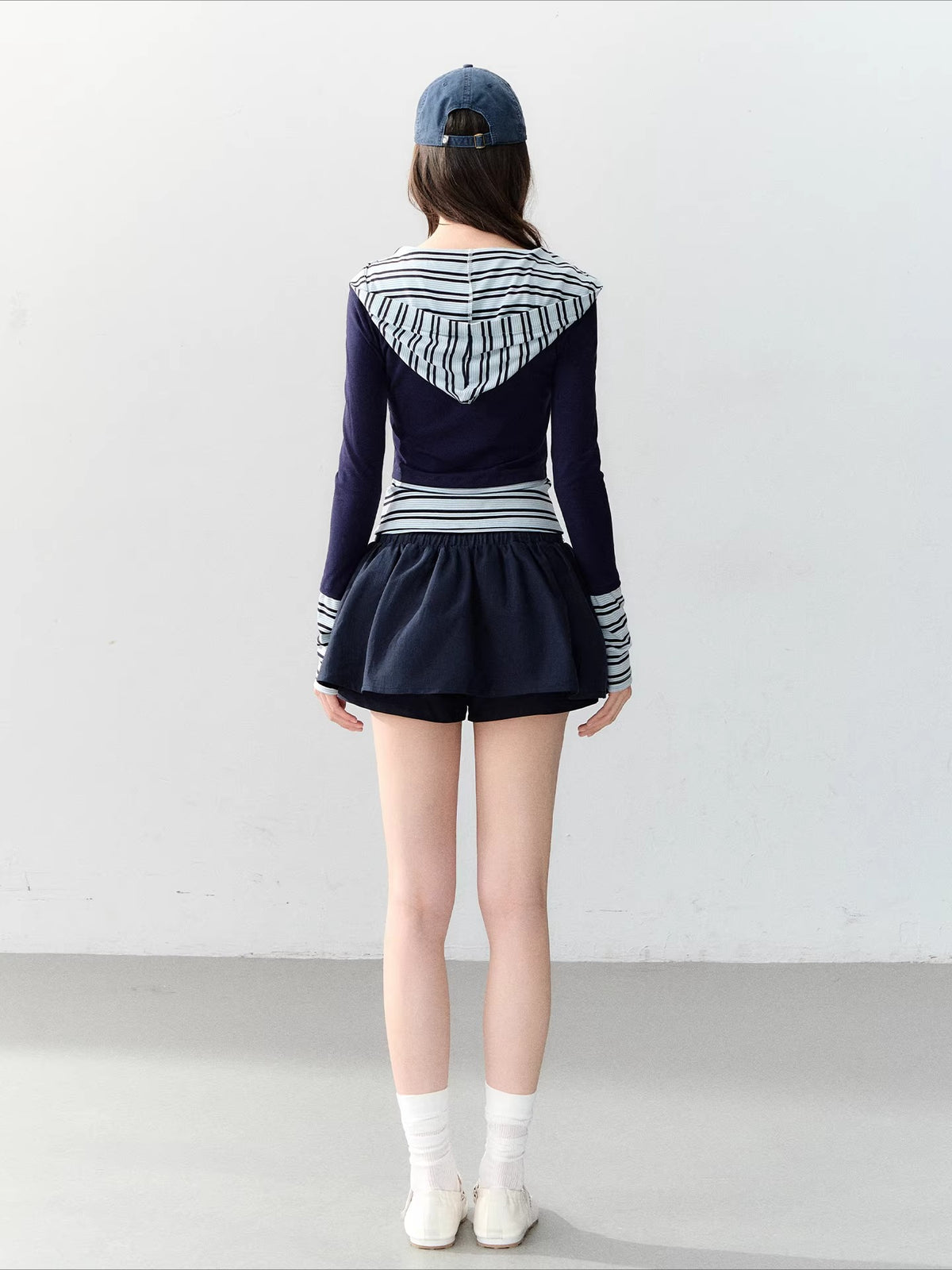 Navy Blue Pocket Drawstring Skort
