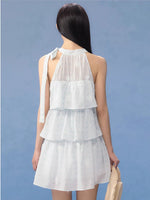 Light Blue Polka Dot Halter Dress