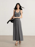 Gray & Beige Modal Tank & Skirt Set