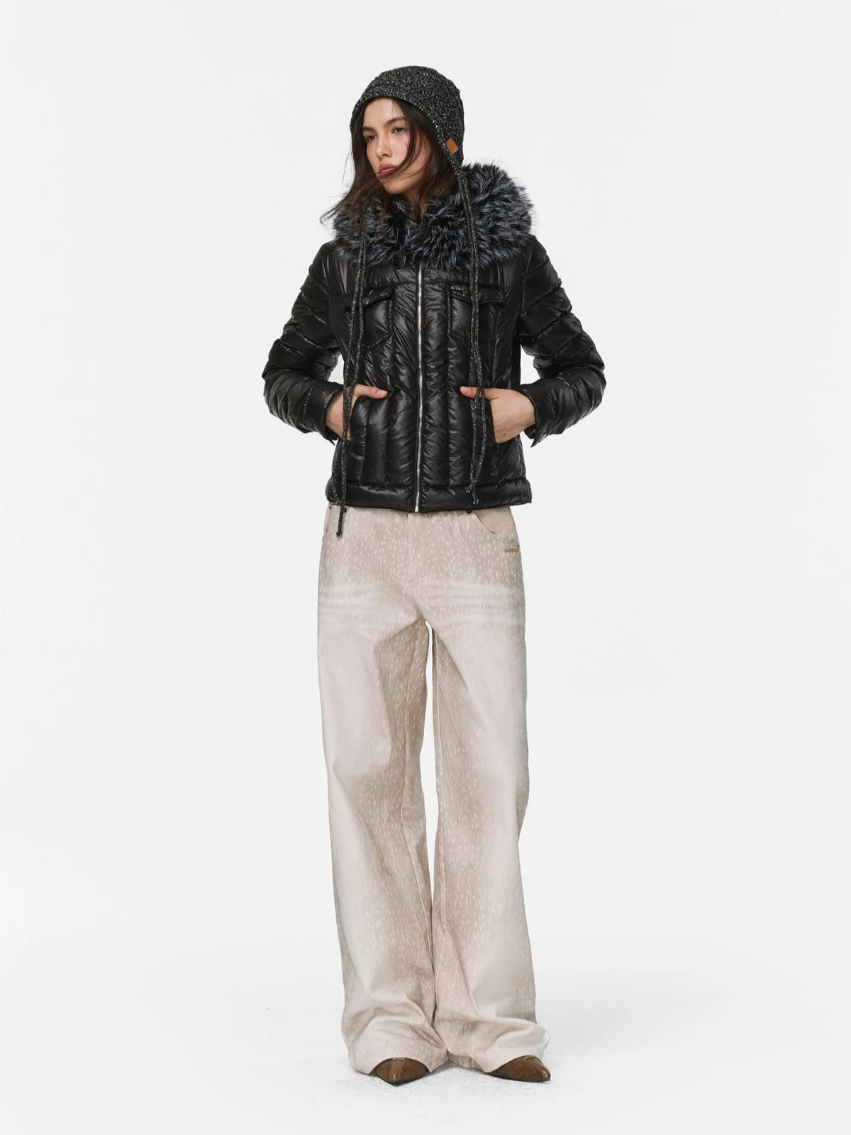 Deer Print Straight Leg Pants