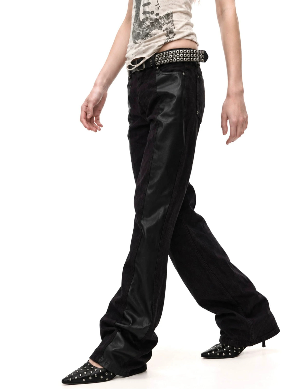 Black Stacked Street Trousers