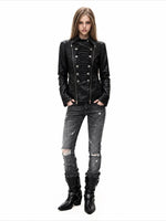 Napoleon Double Zipper Faux Leather Jacket