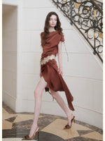 Irregular Satin Two Piece Set