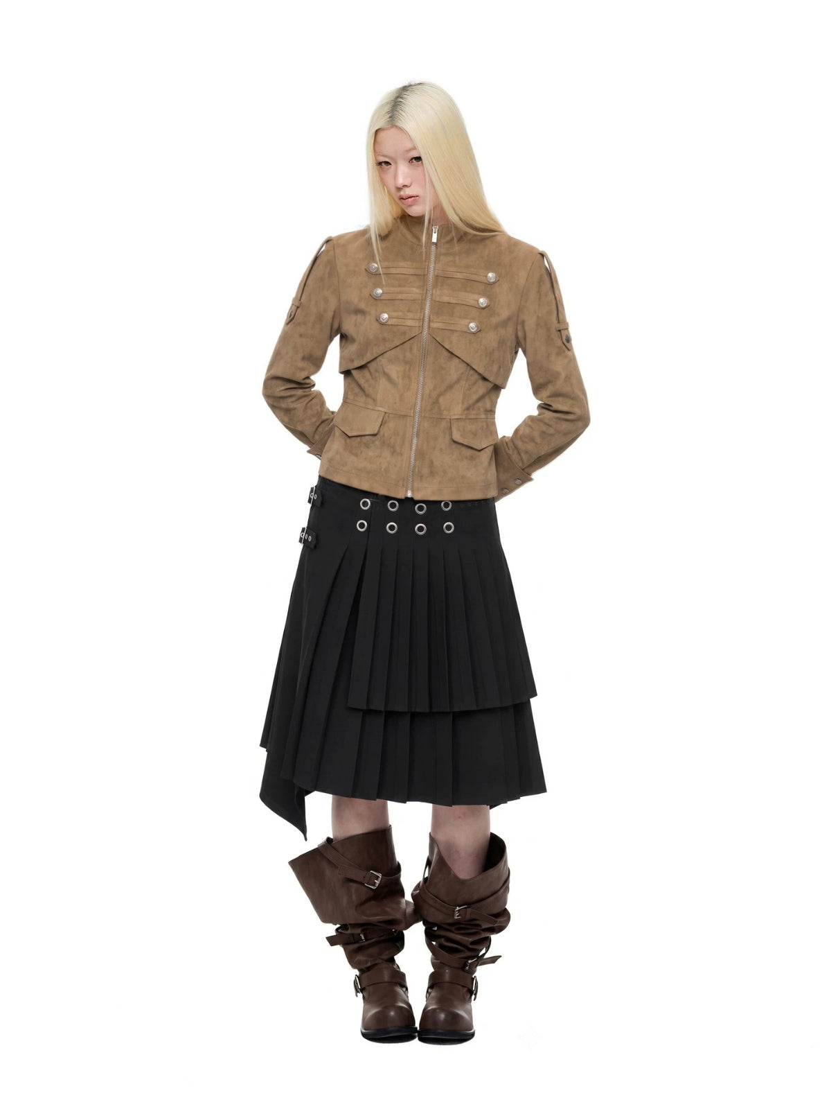 Vintage Suede Stand Collar Jacket