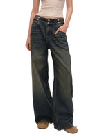 Vintage Double Button Wide-Leg Jeans