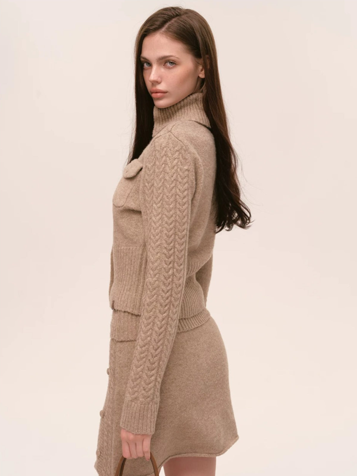 Cable Knit Cardigan &amp; Skirt Set