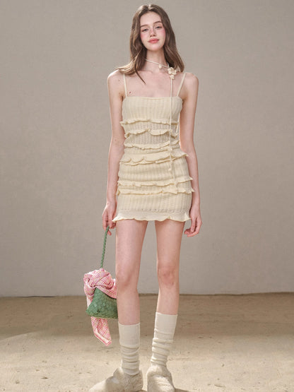 Hollow Out Cream Knit 3-Piece Set